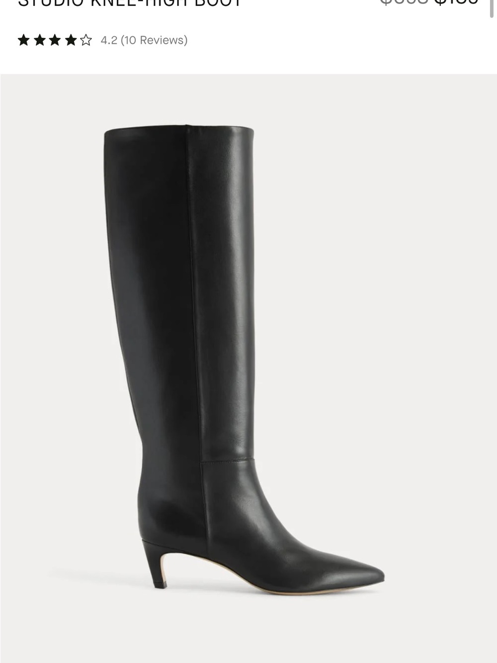 Everlane Black Leather Knee-High Pointed Toe Boots - Picture 3 of 4